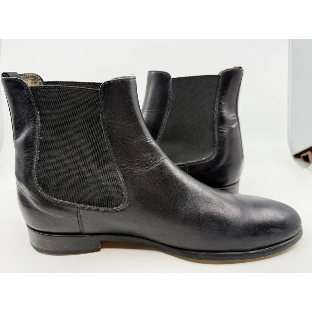 Ace Marks Mens Black Leather Chelsea‎ Boots Handcrafted in Italy Size 10 D